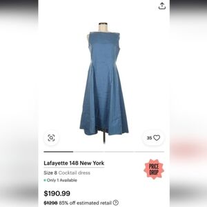 Lafayette New York 148 Cocktail Blue Sleeveless Dress